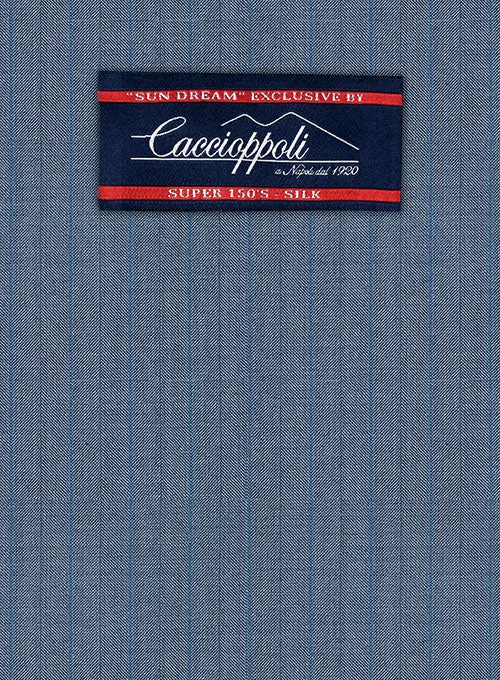 Caccioppoli Sun Dream Risca Blue Wool Silk Suit