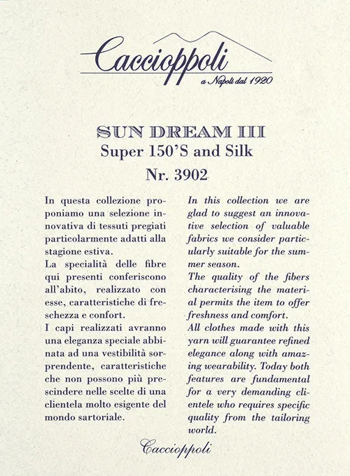 Caccioppoli Sun Dream Risca Blue Wool Silk Suit