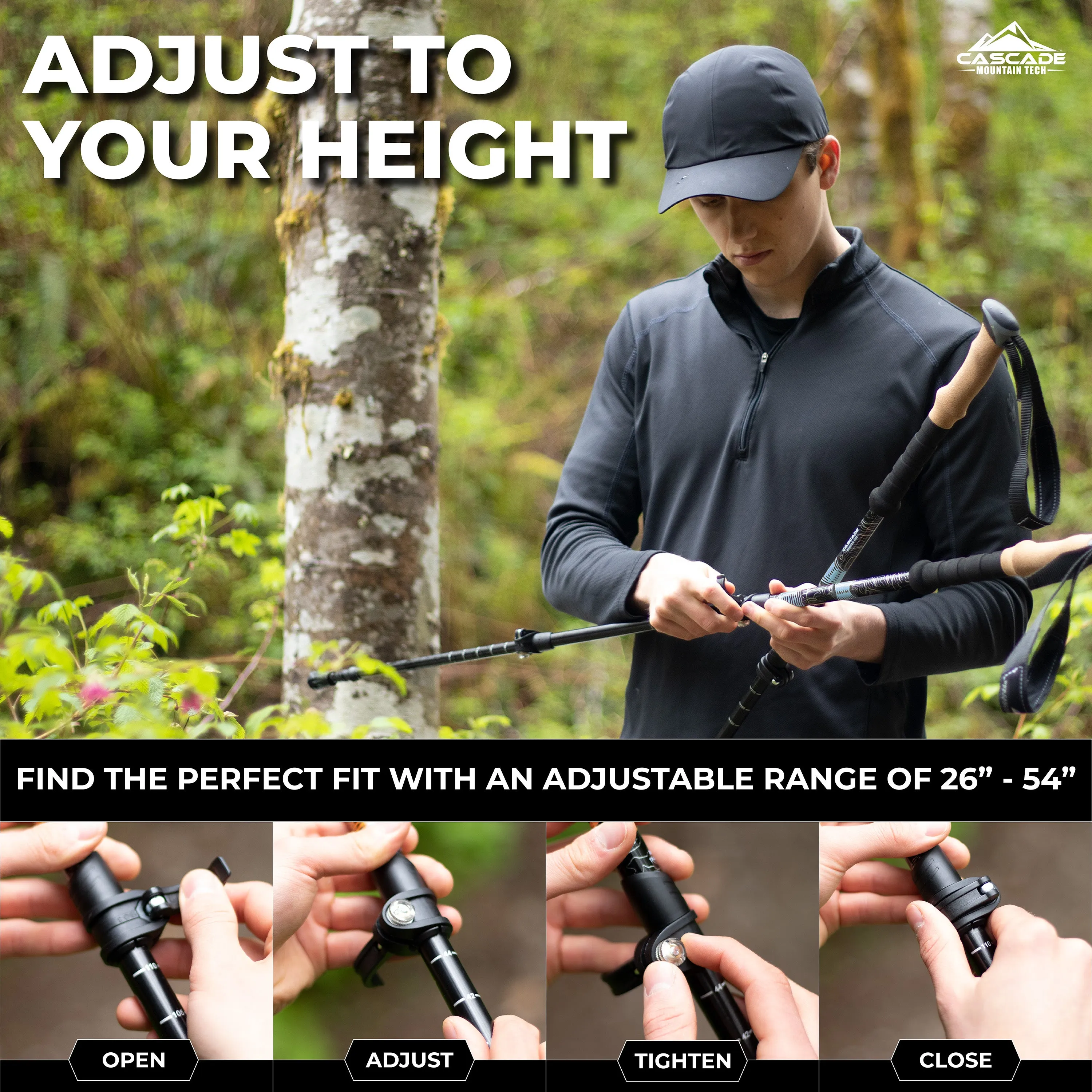 Carbon Fiber Quick Lock Trekking Poles (EVA Grip)