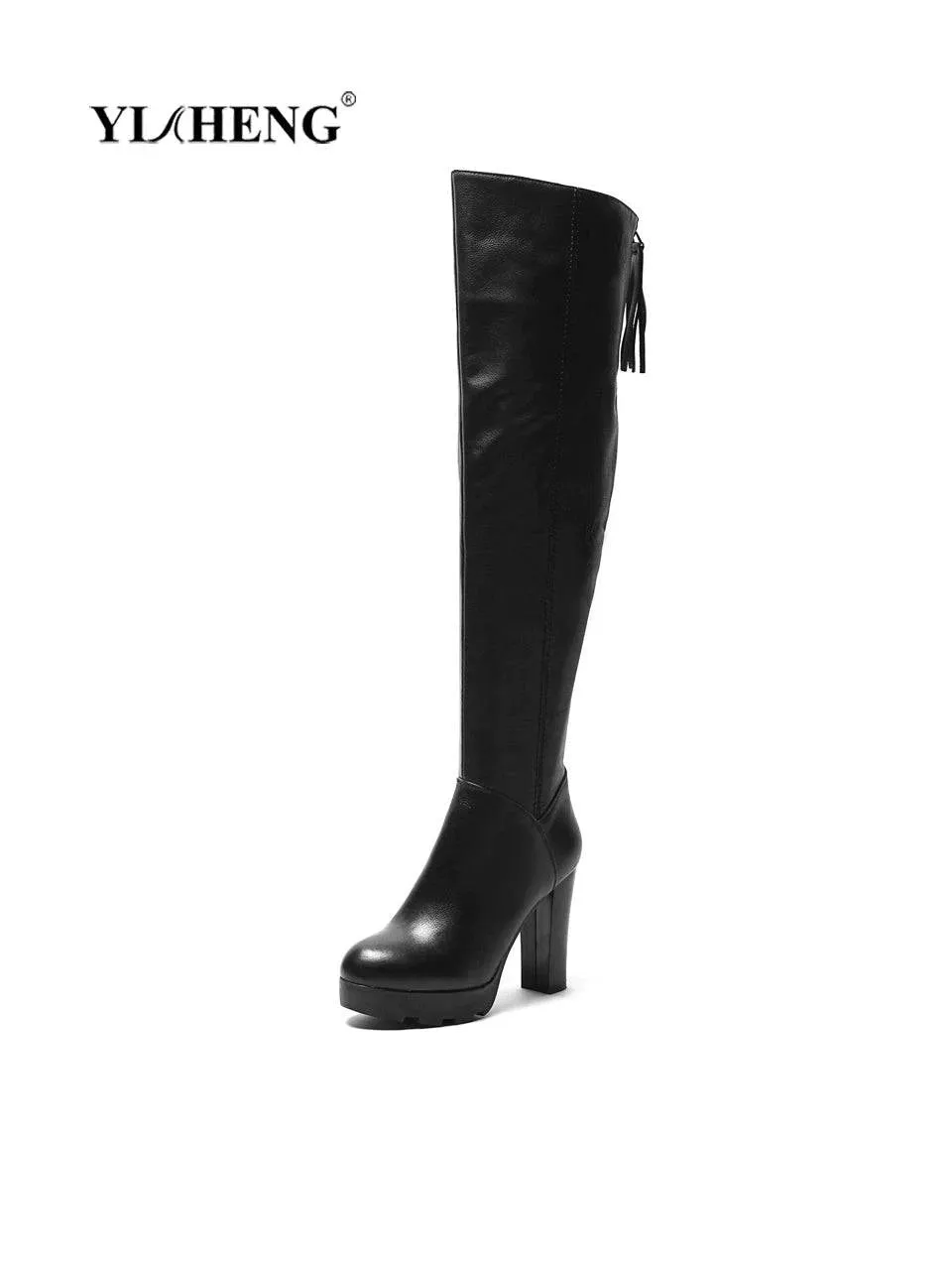 Full Cowhide Women's Platform European and American Thick Heel Boots