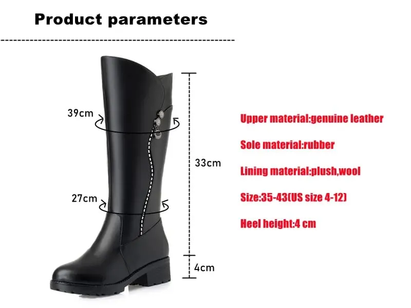 Genuine Leather Ladies Snow Boots