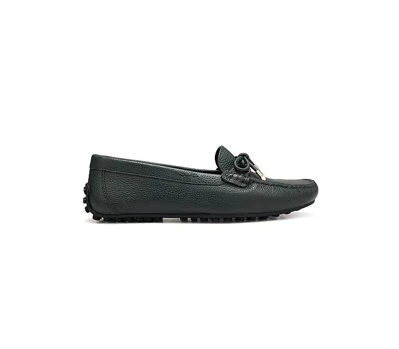 Green Moccasins With Bow Detail