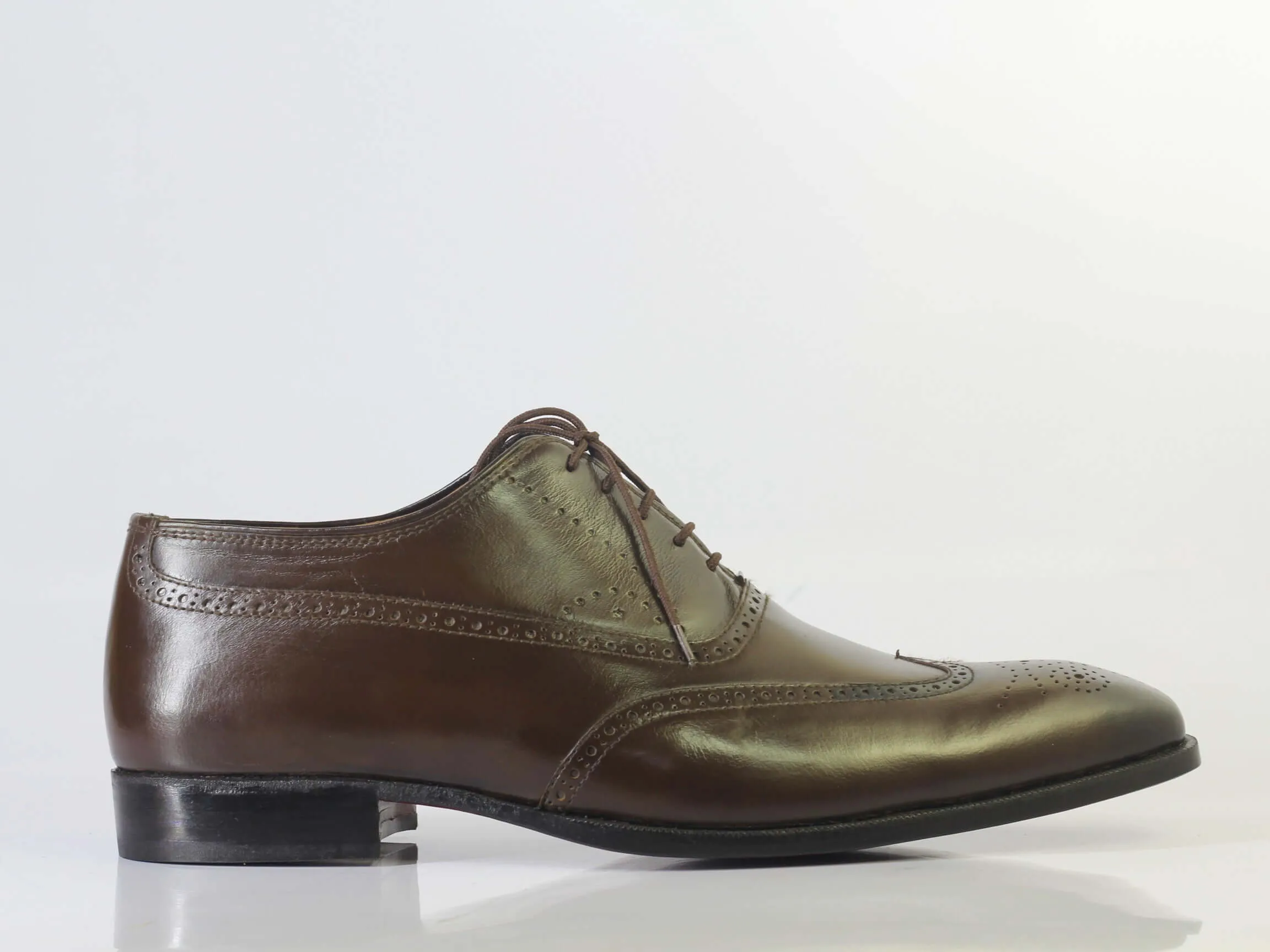 Handmade Men Brown Wing Tip Brogue Dress Custom Shoes, Men Leather Designer Shoes