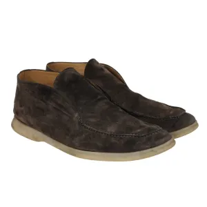 Loro Piana Open Walk Ankle Boots US 13 46 Brown Suede Slip On Chuckkas Loafer
