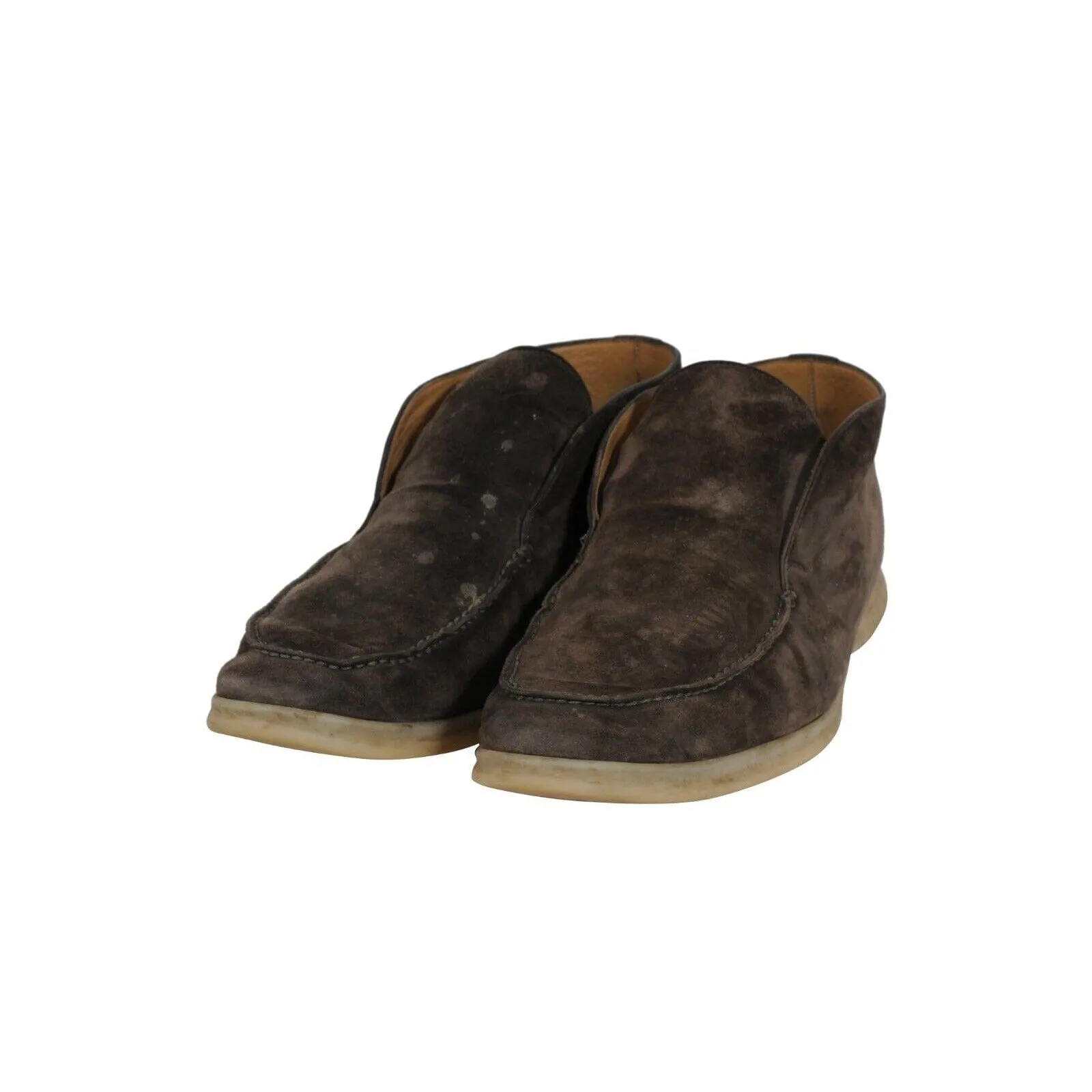 Loro Piana Open Walk Ankle Boots US 13 46 Brown Suede Slip On Chuckkas Loafer