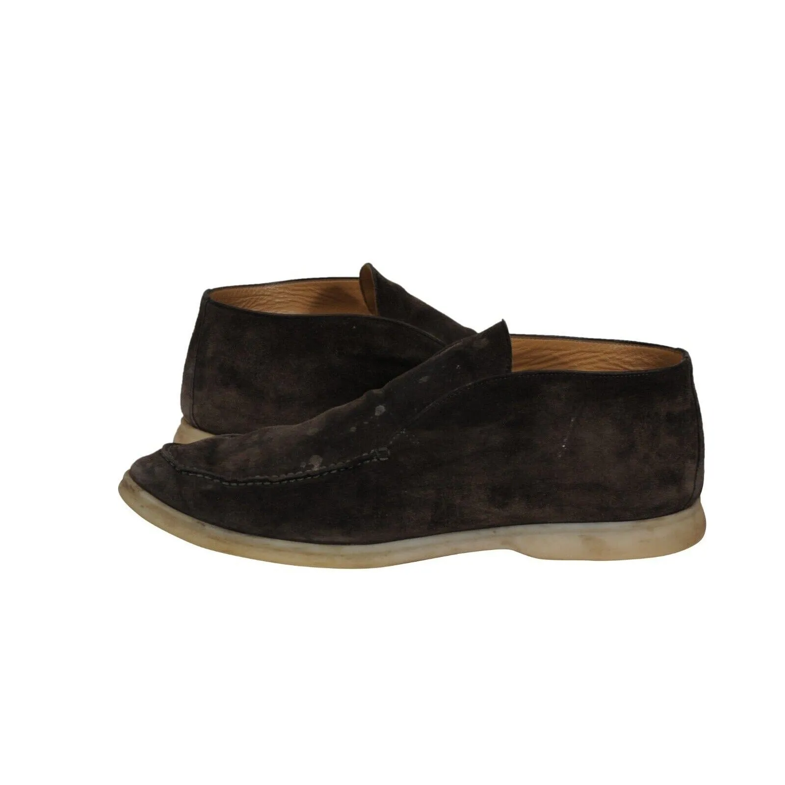 Loro Piana Open Walk Ankle Boots US 13 46 Brown Suede Slip On Chuckkas Loafer