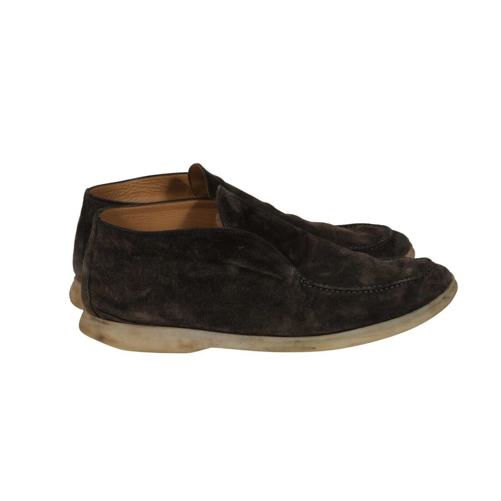 Loro Piana Open Walk Ankle Boots US 13 46 Brown Suede Slip On Chuckkas Loafer