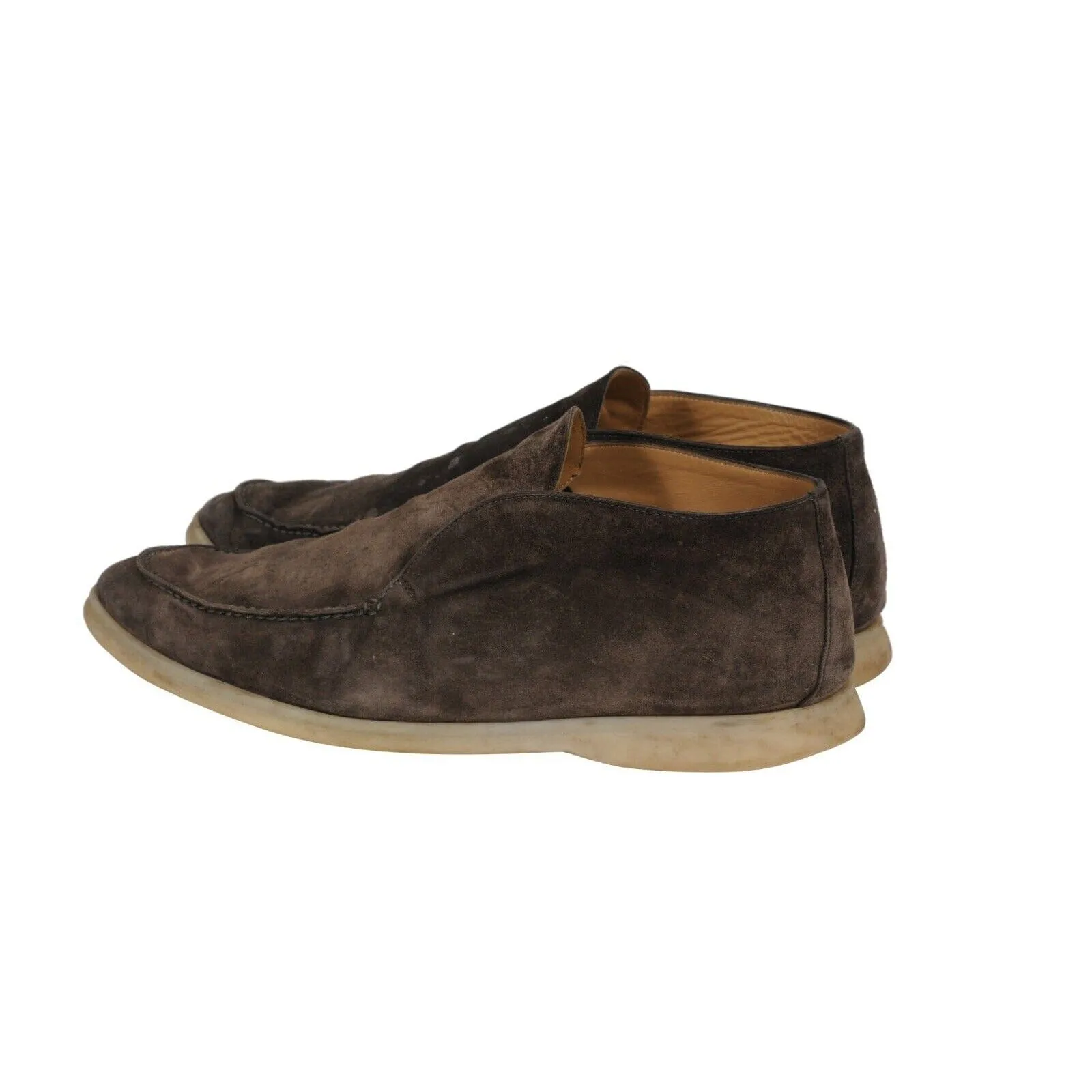 Loro Piana Open Walk Ankle Boots US 13 46 Brown Suede Slip On Chuckkas Loafer