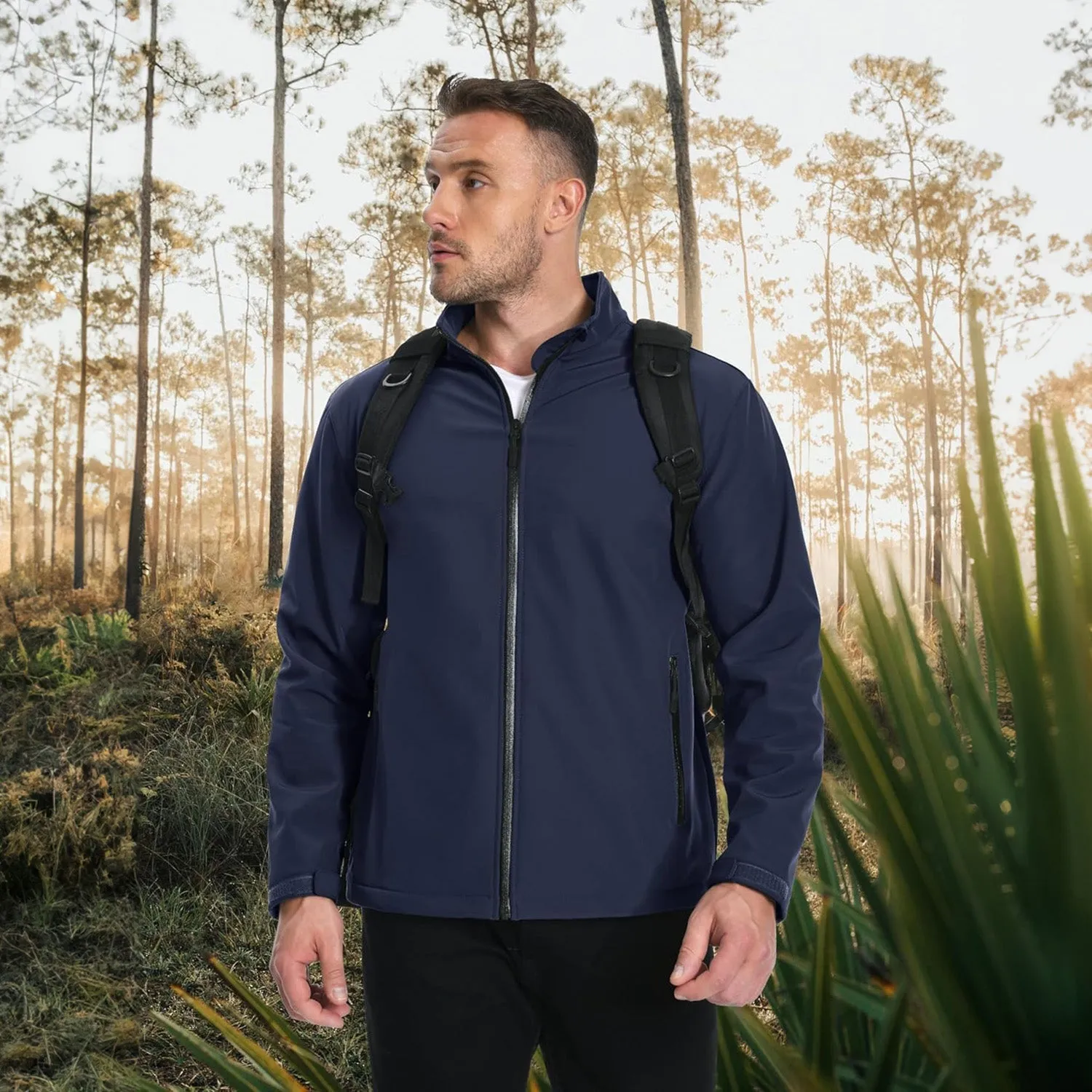 Men's Fleece Lined Softshell Jacket Waterproof Windbreaker Rain Jacket for Tactical Hiking