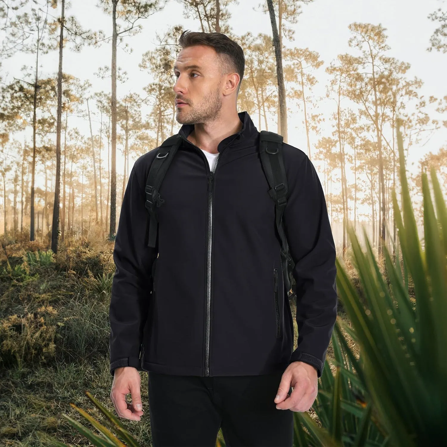 Men's Fleece Lined Softshell Jacket Waterproof Windbreaker Rain Jacket for Tactical Hiking