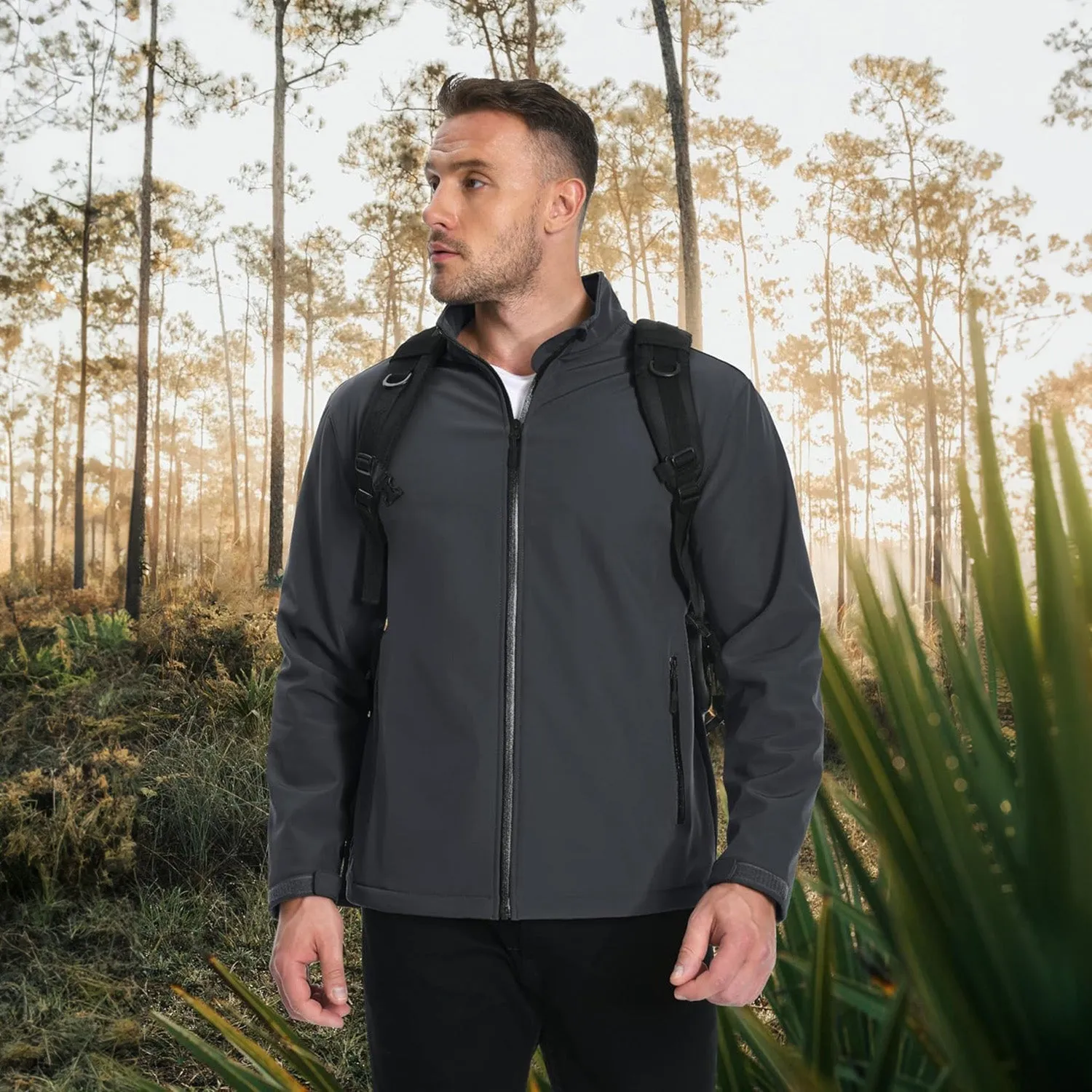 Men's Fleece Lined Softshell Jacket Waterproof Windbreaker Rain Jacket for Tactical Hiking