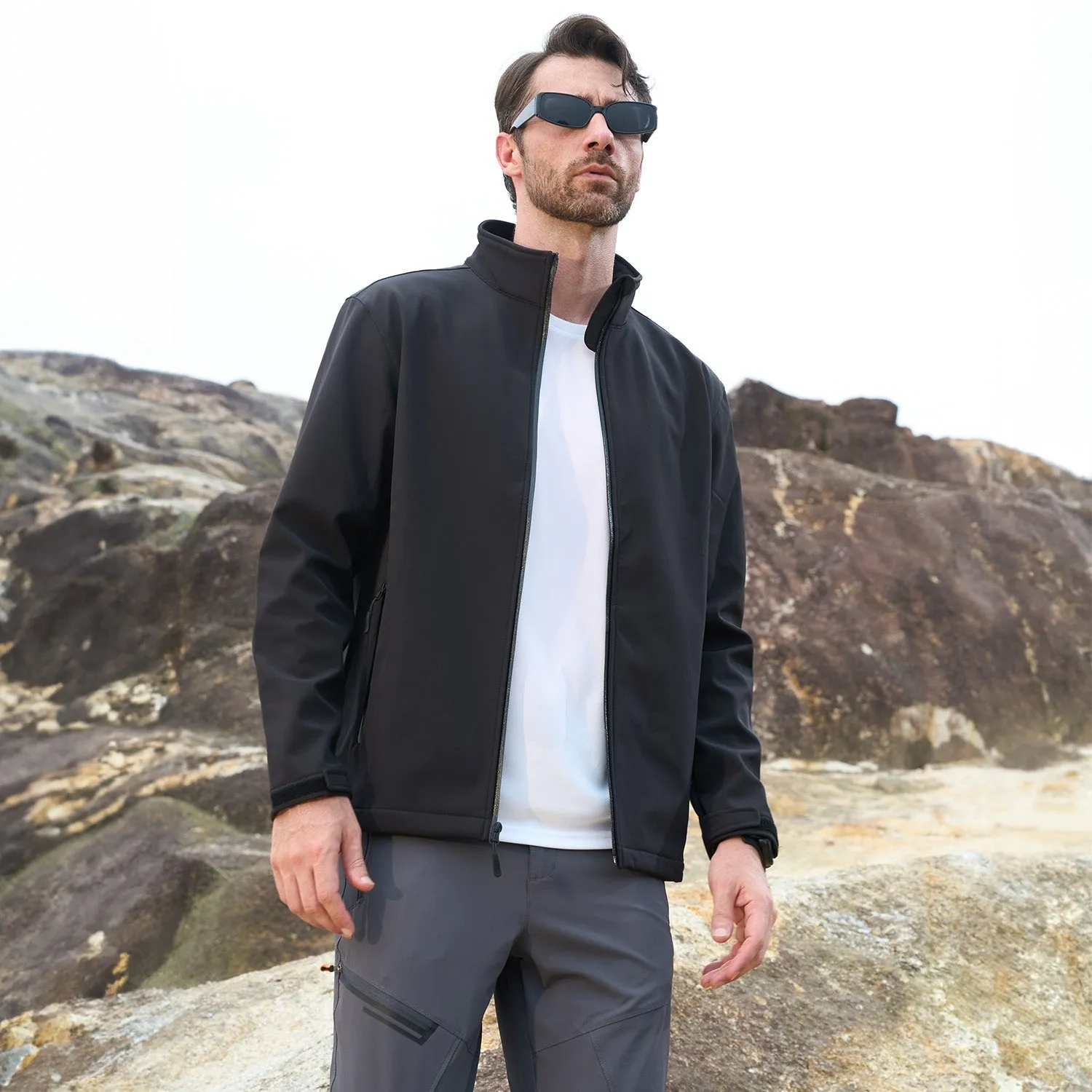 Men's Fleece Lined Softshell Jacket Waterproof Windbreaker Rain Jacket for Tactical Hiking