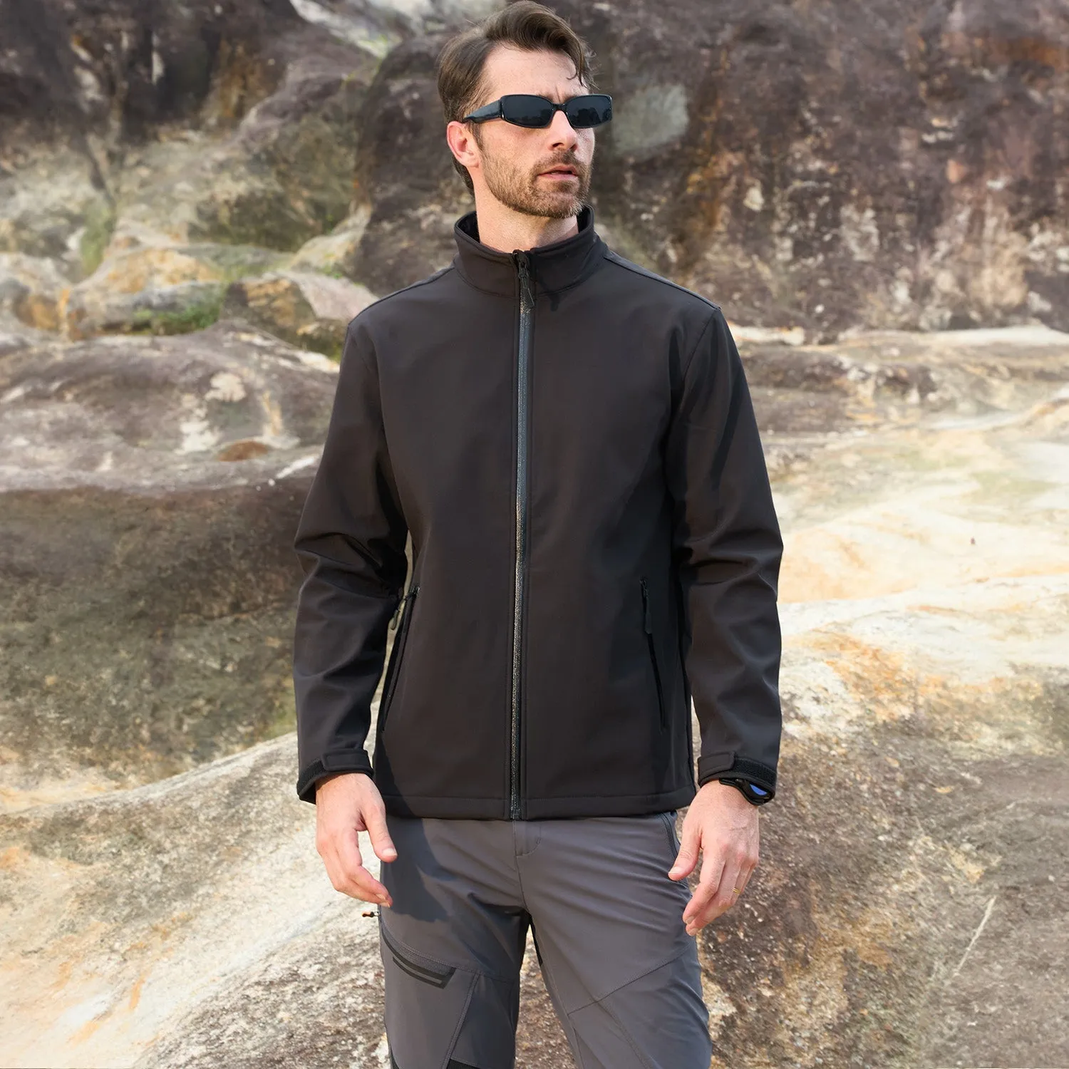 Men's Fleece Lined Softshell Jacket Waterproof Windbreaker Rain Jacket for Tactical Hiking