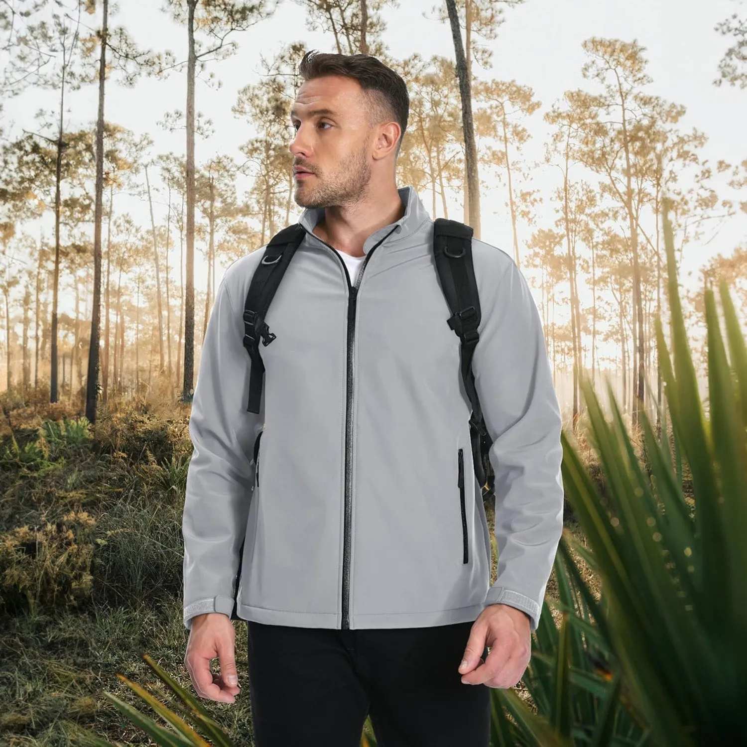 Men's Fleece Lined Softshell Jacket Waterproof Windbreaker Rain Jacket for Tactical Hiking