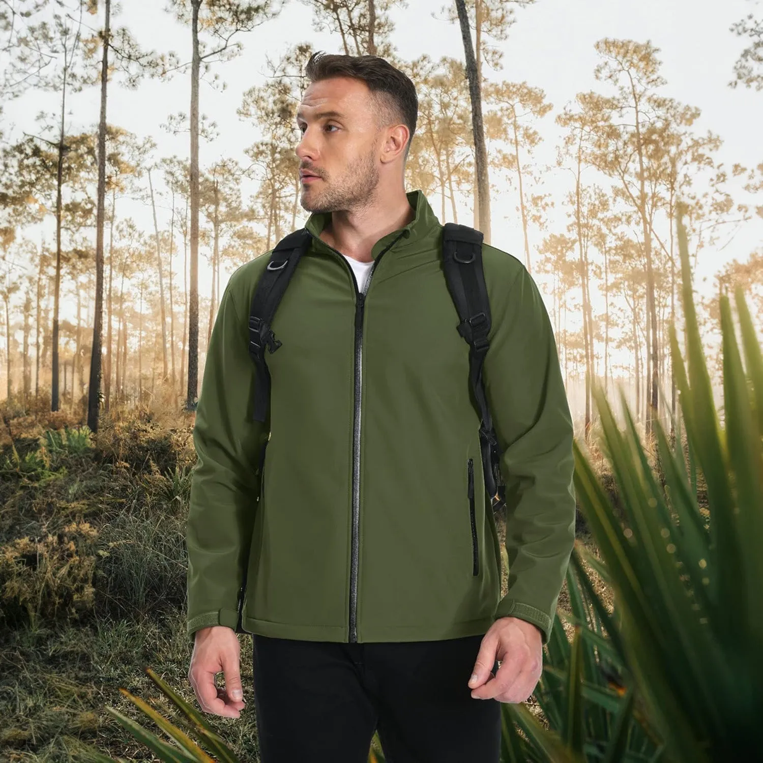 Men's Fleece Lined Softshell Jacket Waterproof Windbreaker Rain Jacket for Tactical Hiking