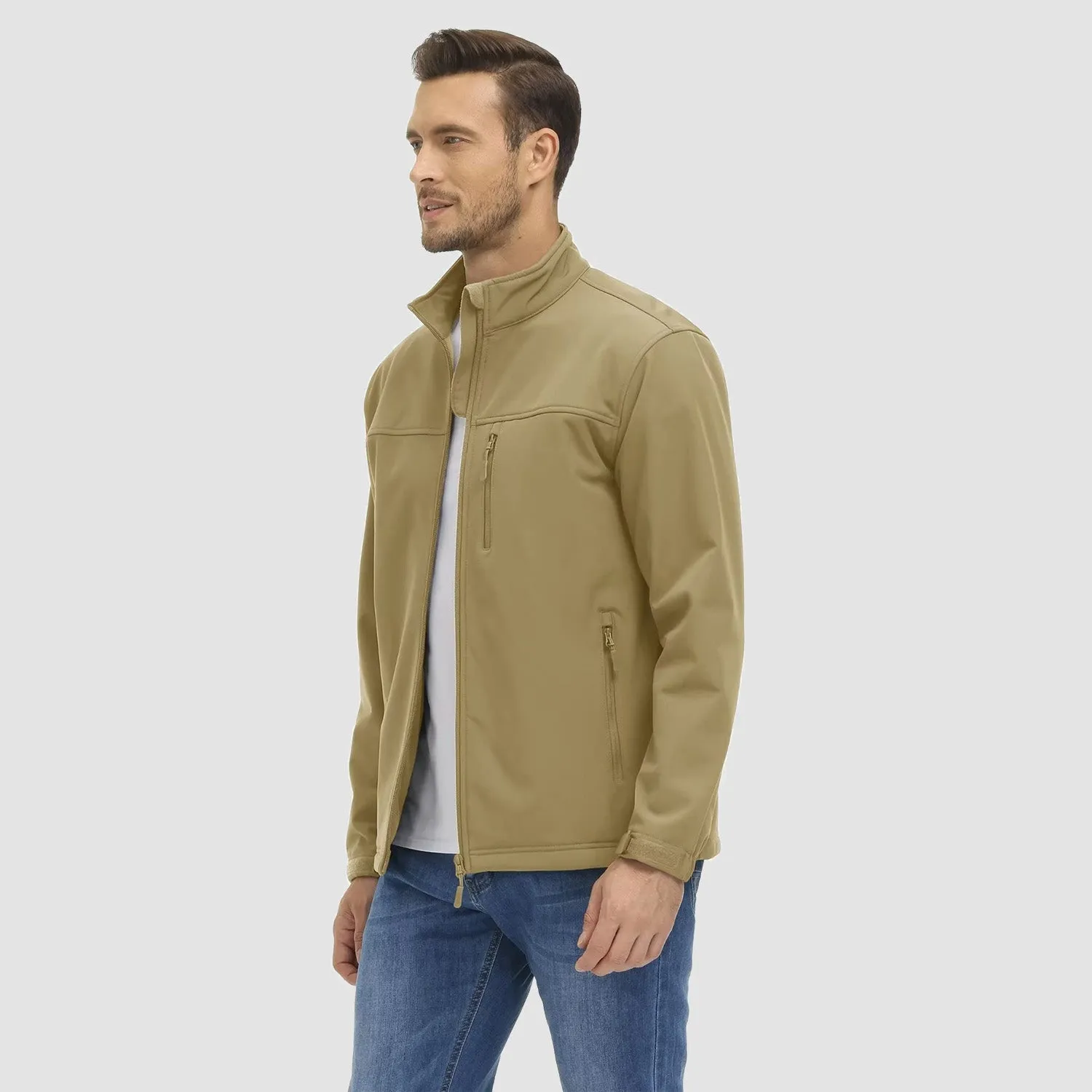 Men's Tactical Jacket Fleece Lined Soft Shell Winter Jacket Lightweight Water Resistant Coats Outwear