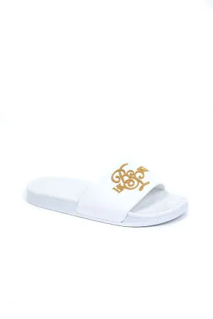 METALLIC BRANDING DETAIL WHITE SLIDERS