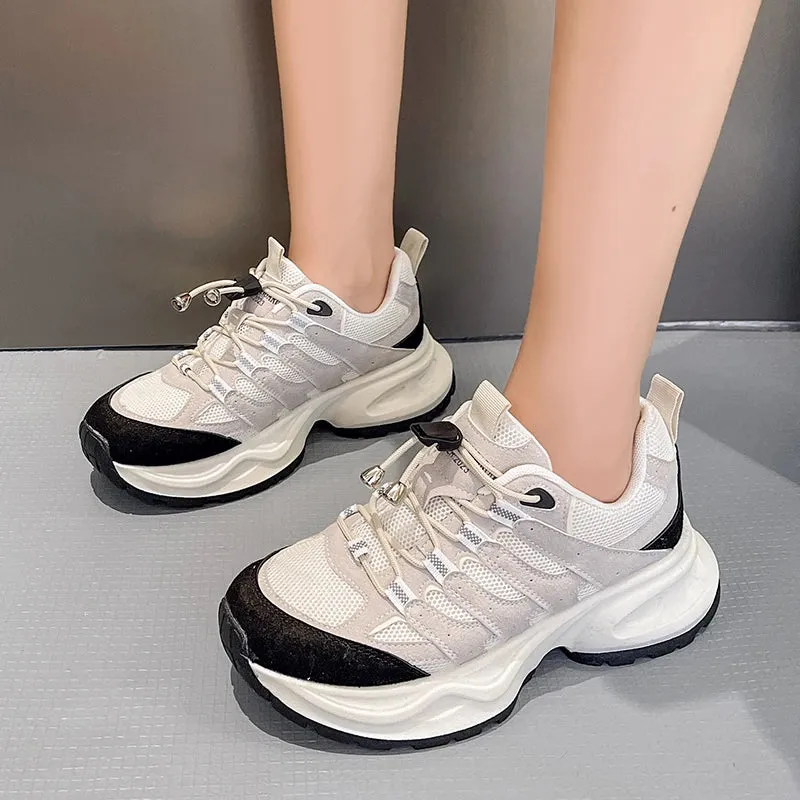 Mqtime New Women Sneakers Mesh Breathable Casual Shoes Light Women Running Shoes Women Sport Shoes Patchwork Color Cross Lace-up Shoes