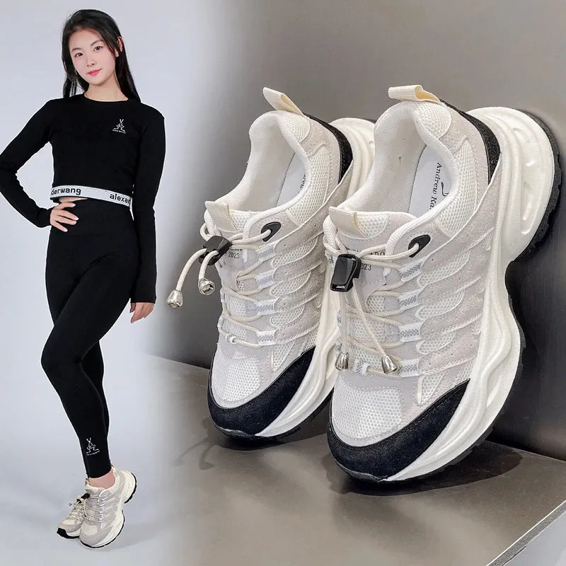Mqtime New Women Sneakers Mesh Breathable Casual Shoes Light Women Running Shoes Women Sport Shoes Patchwork Color Cross Lace-up Shoes