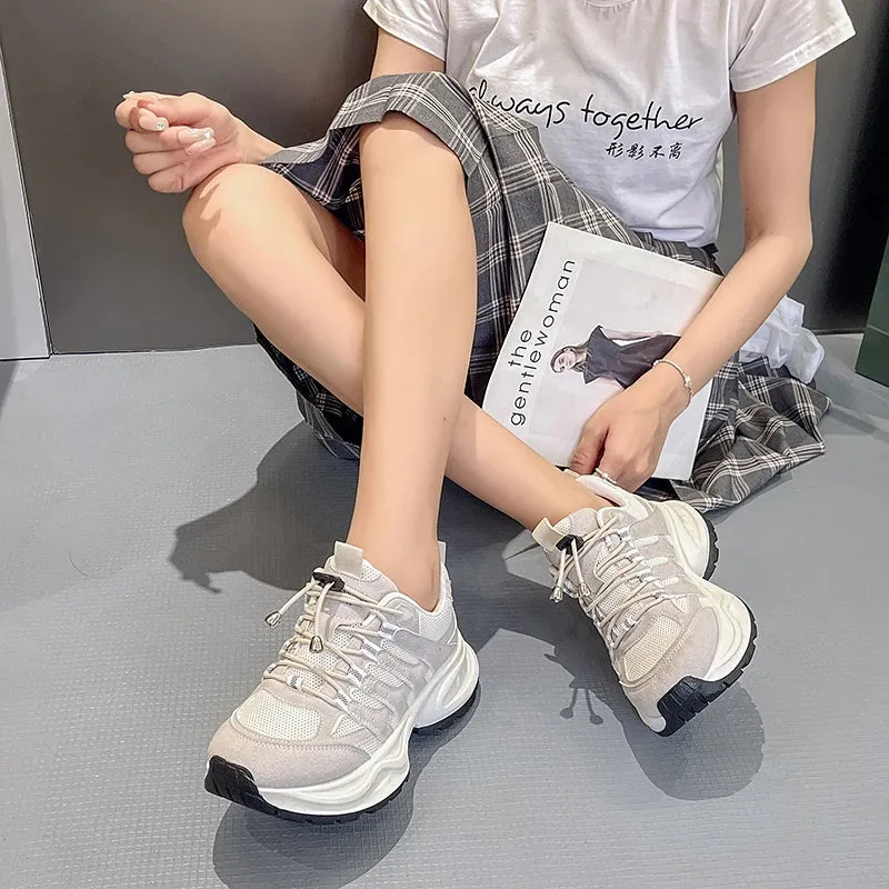 Mqtime New Women Sneakers Mesh Breathable Casual Shoes Light Women Running Shoes Women Sport Shoes Patchwork Color Cross Lace-up Shoes