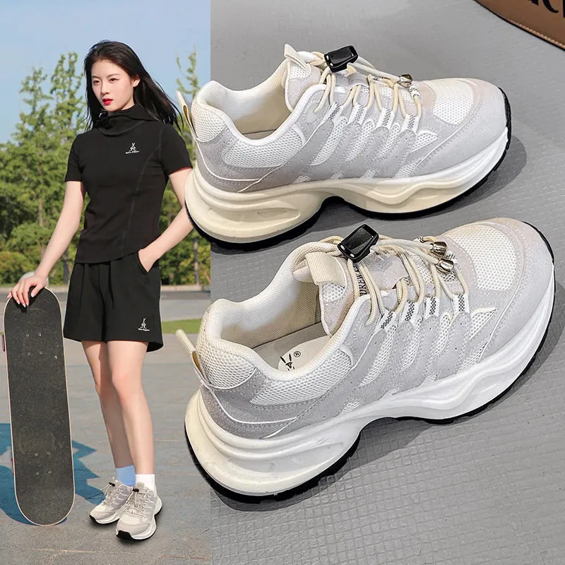 Mqtime New Women Sneakers Mesh Breathable Casual Shoes Light Women Running Shoes Women Sport Shoes Patchwork Color Cross Lace-up Shoes