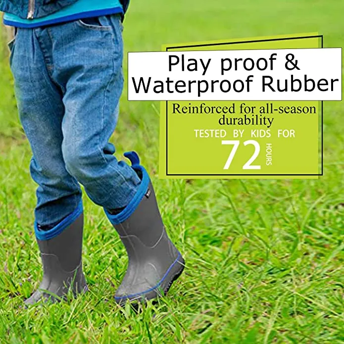 New in box! MCIKCC Kids' High Waterproof Rubber Rain and Snow Boot, Grey, Sz 2! Great for All Seasons!