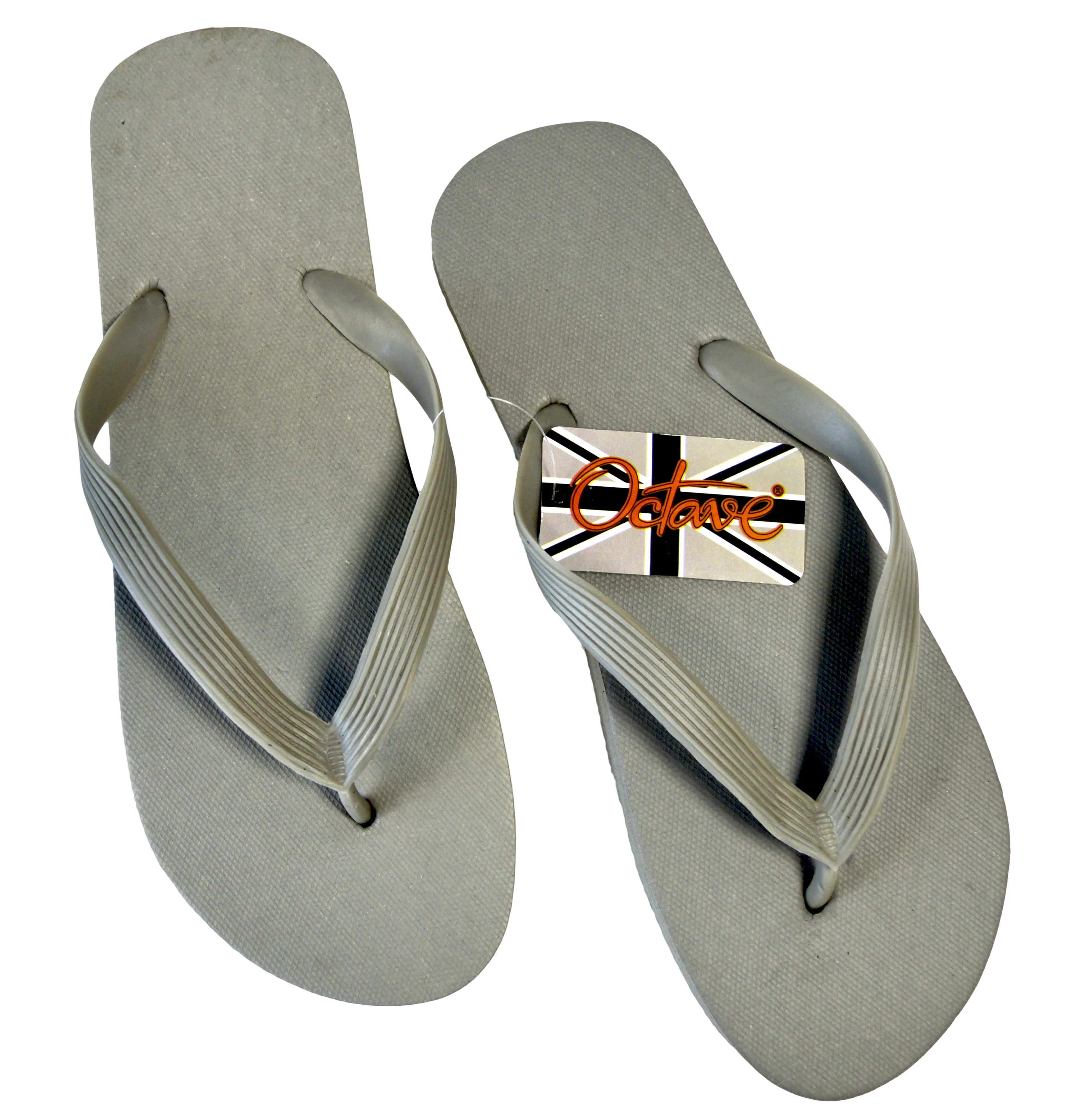 OCTAVE Mens Flip Flops - Solid Plain Design - Grey