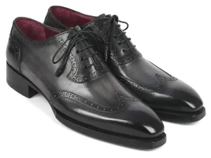 Paul Parkman Goodyear Welted Men's Wingtip Oxfords in Black & Gray