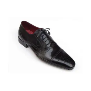 Paul Parkman Handmade Designer Shoes Men's Handmade Designer Shoes Captoe Black Oxfords (PM5225)