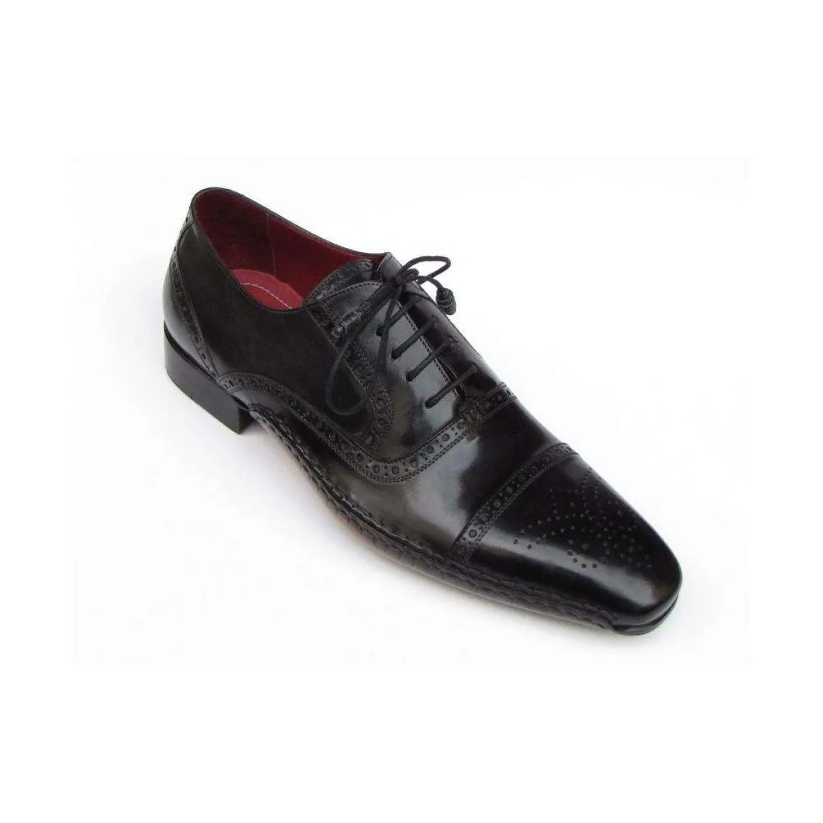 Paul Parkman Handmade Designer Shoes Men's Handmade Designer Shoes Captoe Black Oxfords (PM5225)