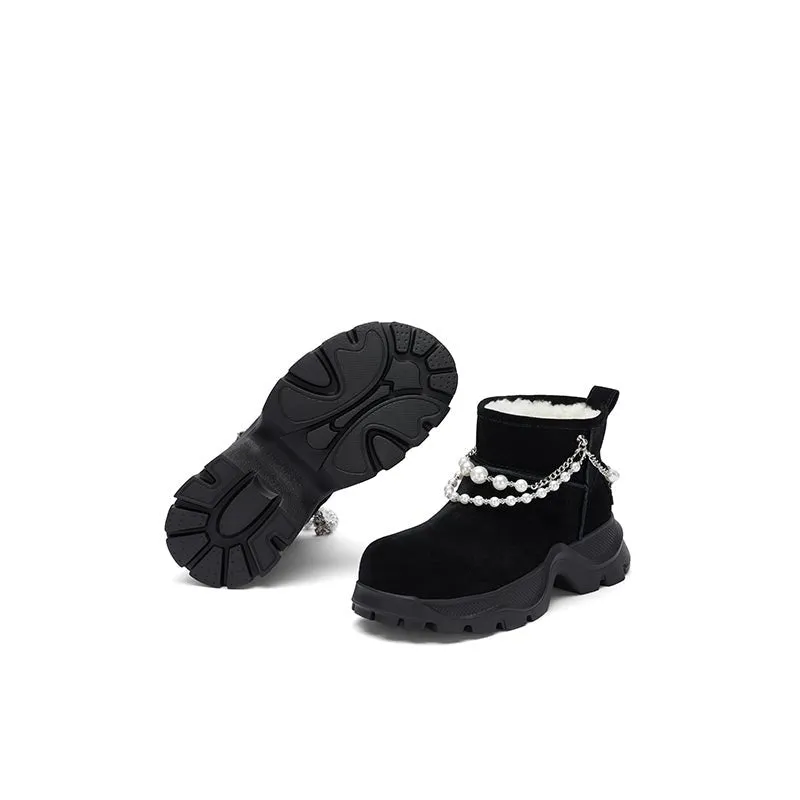 Pearl Chain Snow Boots Black