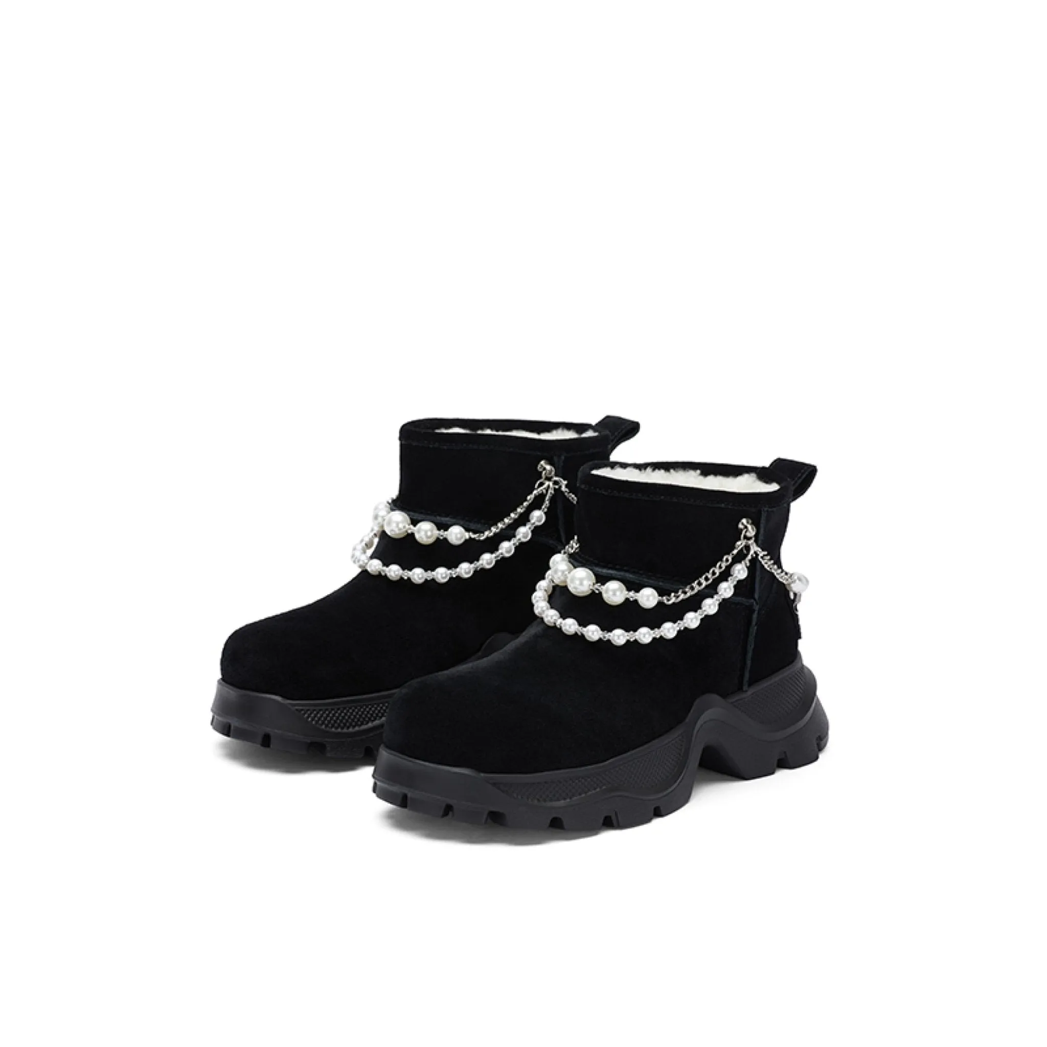 Pearl Chain Snow Boots Black