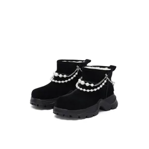 Pearl Chain Snow Boots Black