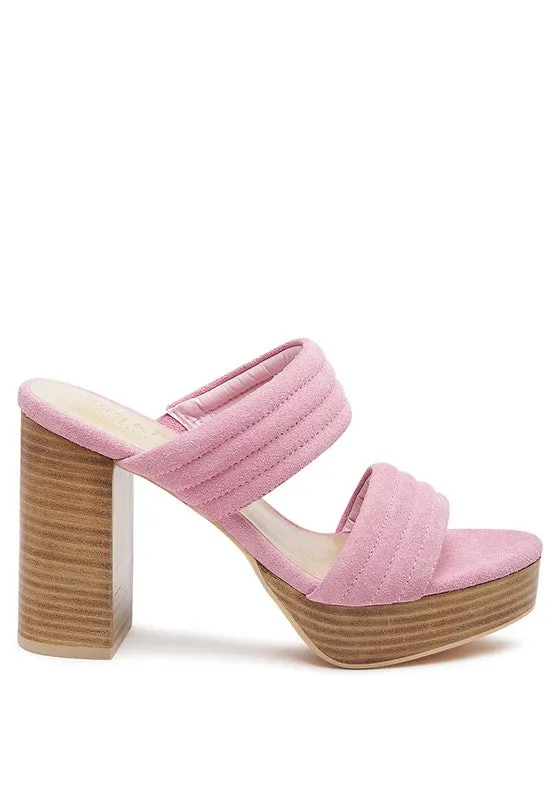 RAG&CO MILLE FEUX SUEDE SLIP-ON BLOCK HEELEDSANDAL - online exclusive