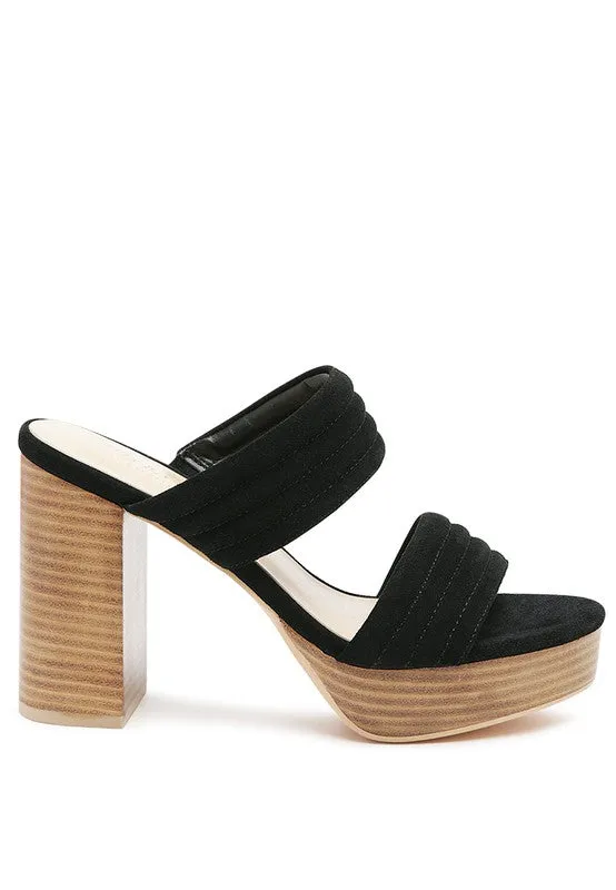 RAG&CO MILLE FEUX SUEDE SLIP-ON BLOCK HEELEDSANDAL - online exclusive