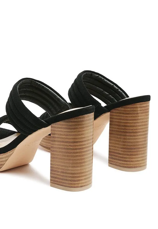 RAG&CO MILLE FEUX SUEDE SLIP-ON BLOCK HEELEDSANDAL - online exclusive