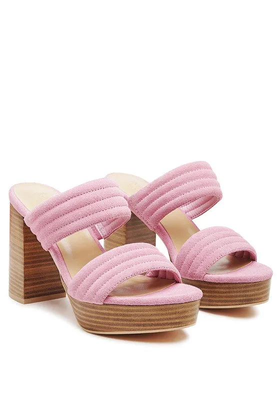 RAG&CO MILLE FEUX SUEDE SLIP-ON BLOCK HEELEDSANDAL - online exclusive