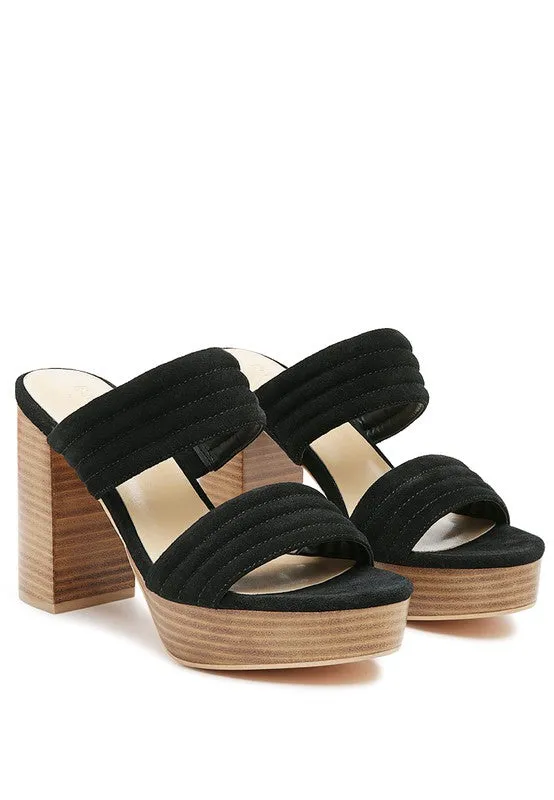 RAG&CO MILLE FEUX SUEDE SLIP-ON BLOCK HEELEDSANDAL - online exclusive