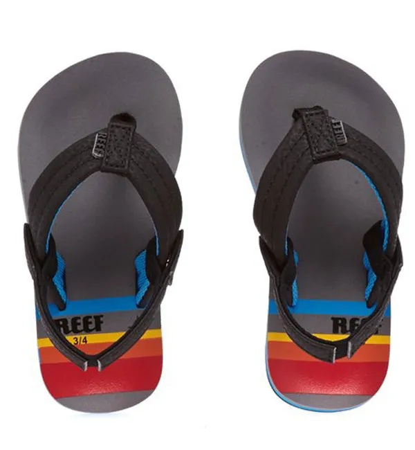 Reef Boys Little Ahi Flip Flops  - Grey Pinstripes