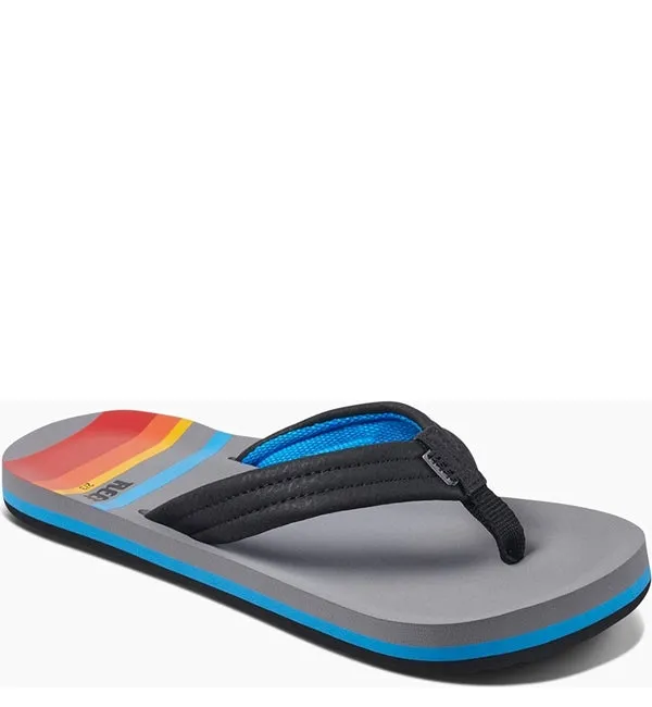 Reef Boys Little Ahi Flip Flops  - Grey Pinstripes