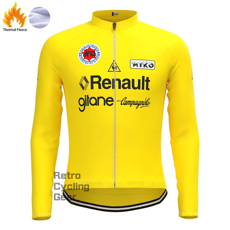 Renault Yellow Fleece Retro Cycling Kits