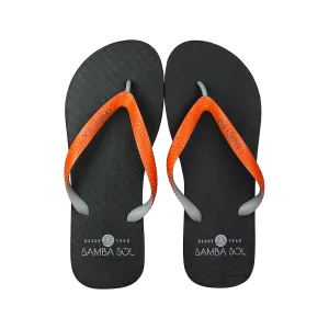 Samba Sol Men’s Beach Collection Flip Flops - Black/Orange/Grey