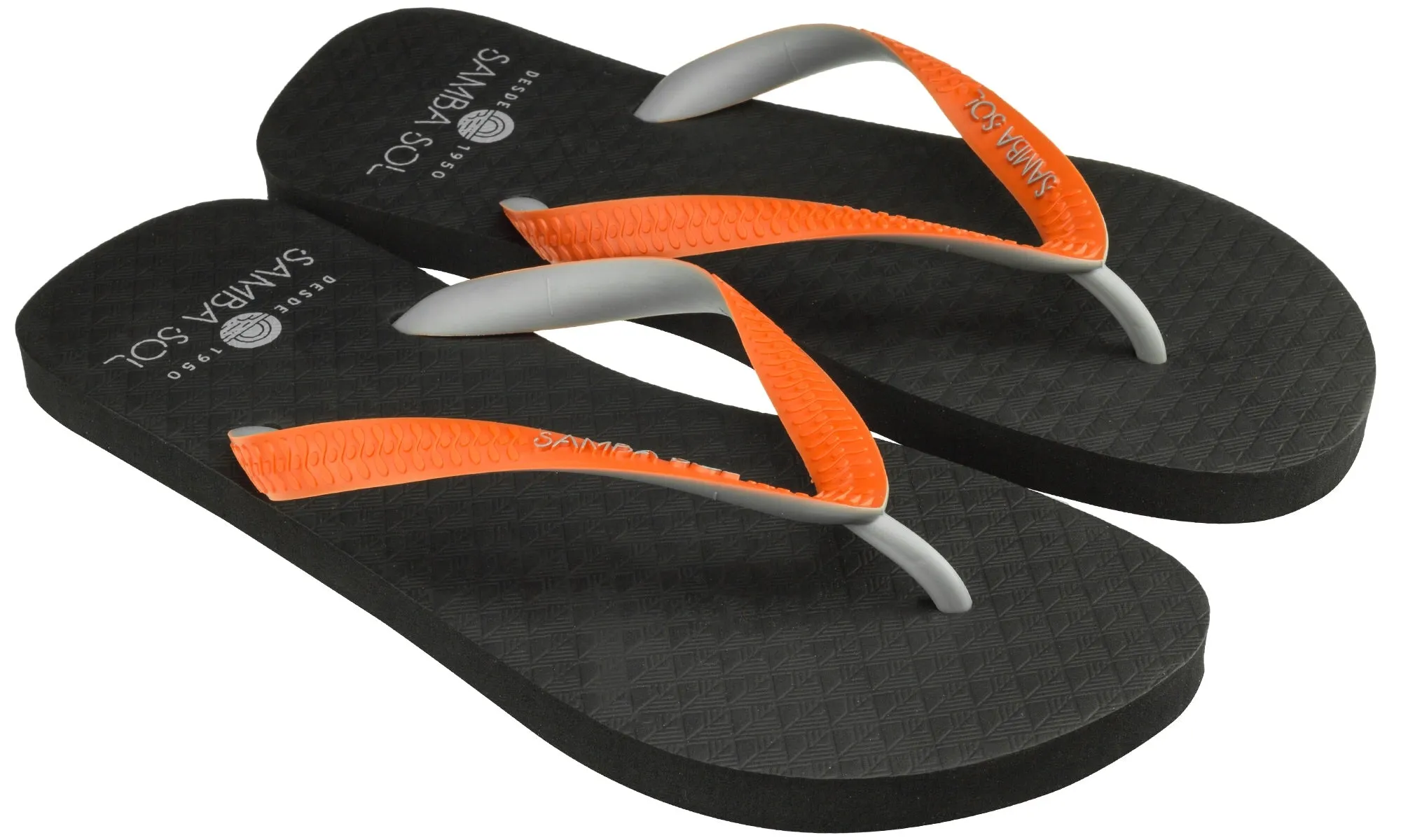 Samba Sol Men’s Beach Collection Flip Flops - Black/Orange/Grey