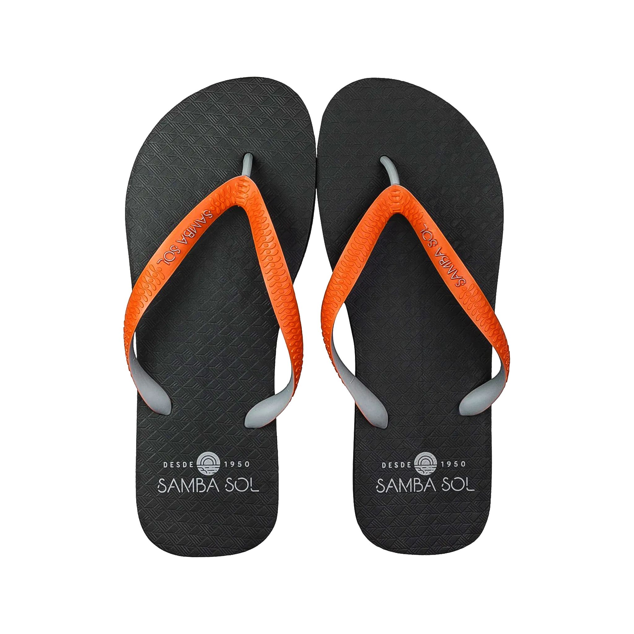 Samba Sol Men’s Beach Collection Flip Flops - Black/Orange/Grey