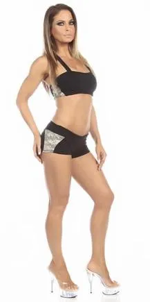 Sexy Seaman Criss Cross Athletic Green Sports Bra Top - Black/Green