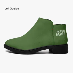 Sixty Eight 93 Logo White Forest Green Suede Zipper Boots