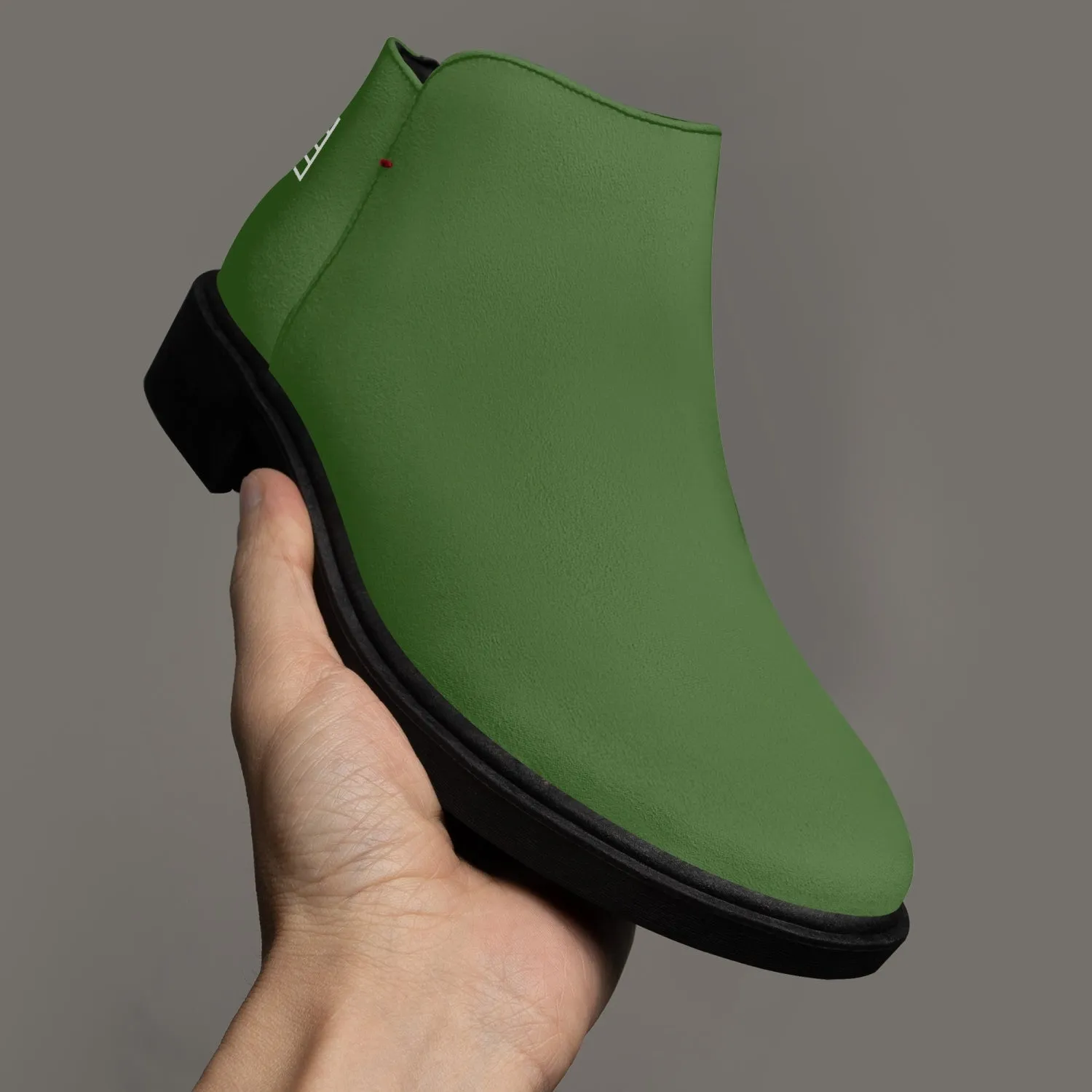 Sixty Eight 93 Logo White Forest Green Suede Zipper Boots