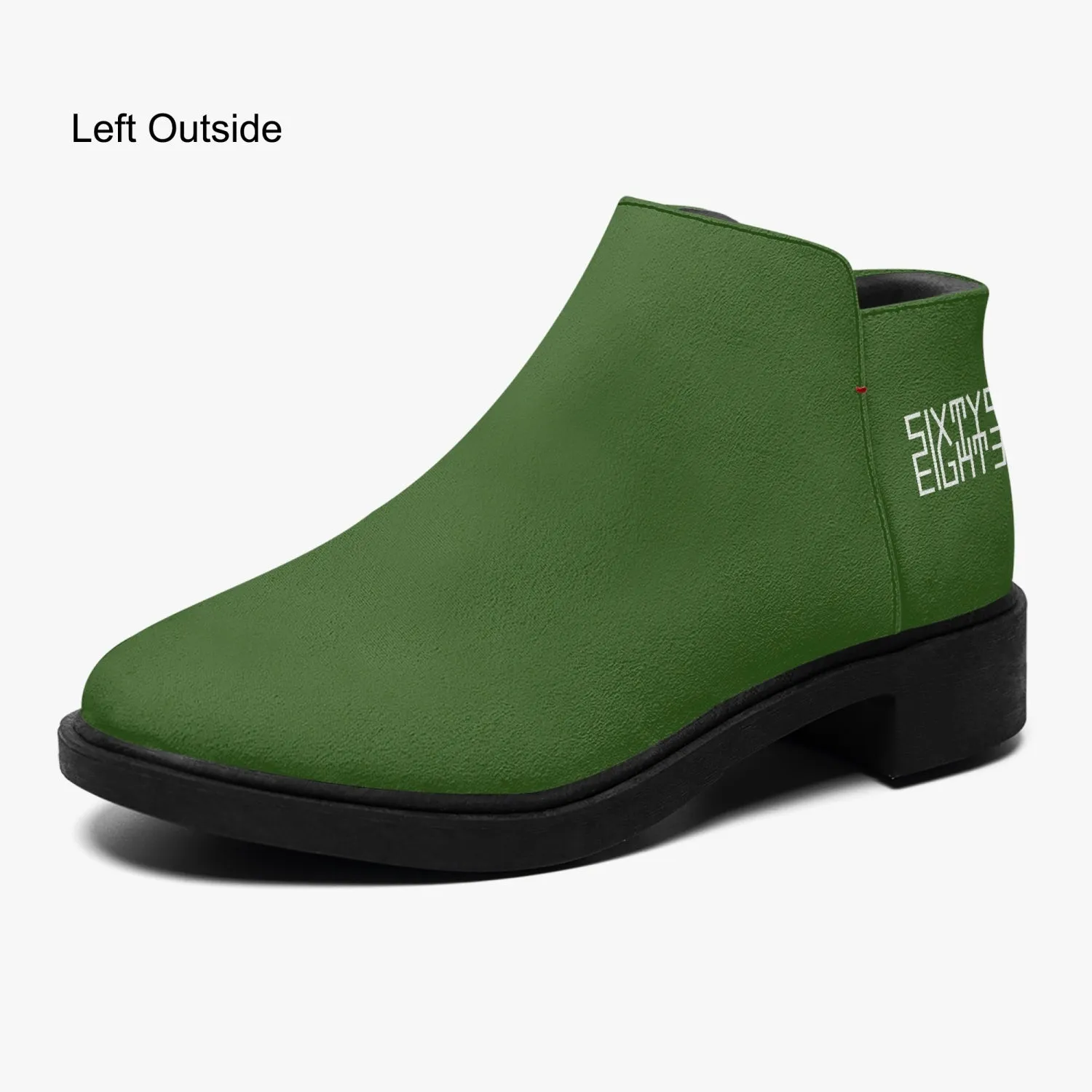 Sixty Eight 93 Logo White Forest Green Suede Zipper Boots