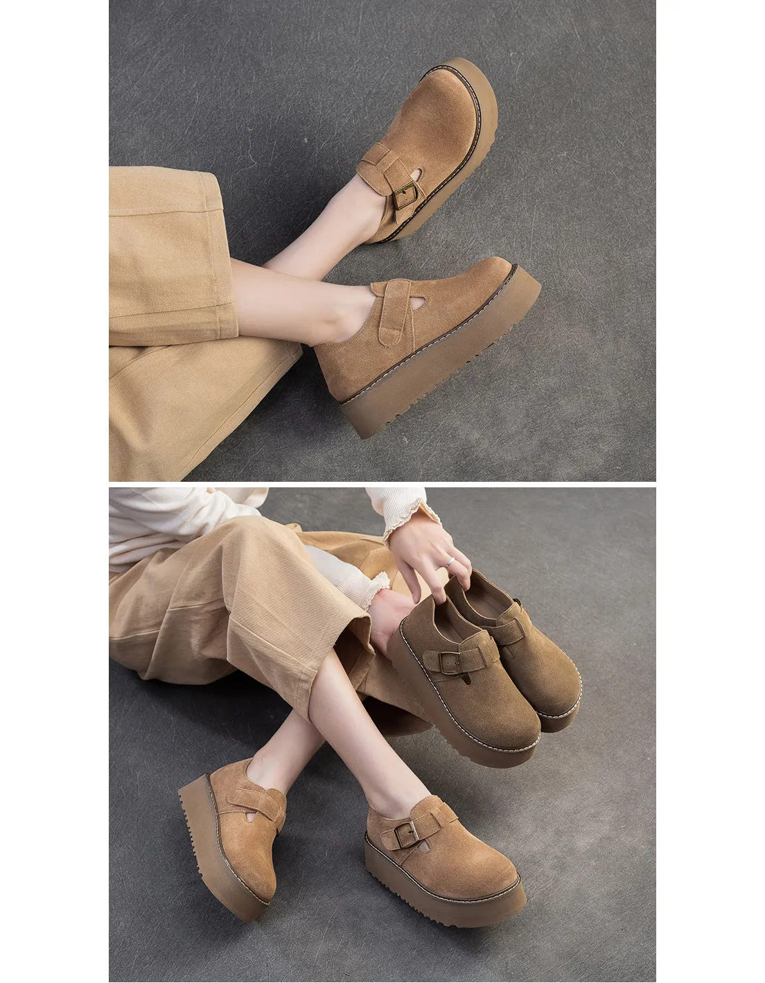 Spring Autumn Suede Platform Shoes