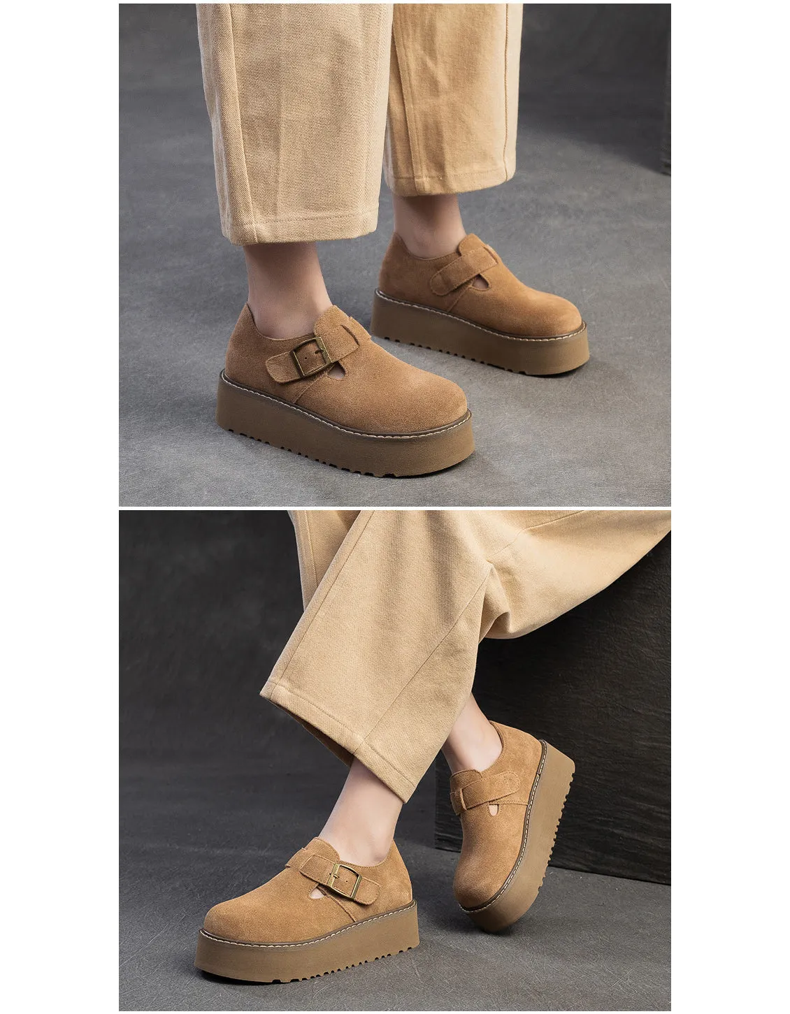 Spring Autumn Suede Platform Shoes